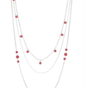 Paparazzi Silver and Red Beaded Necklace Laying The Groundwork Red Bead Fashion